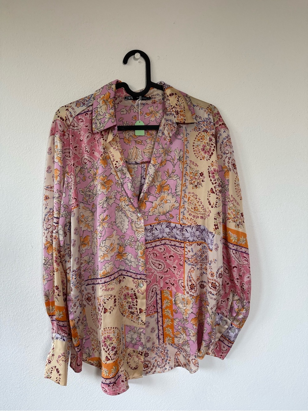 Zara Pink Cream Floral Patchwork Blouse